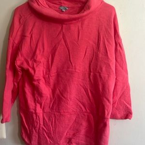 Talbots Drawstring Coral Cotton Pullover Jacket Size Large pink funnel neck